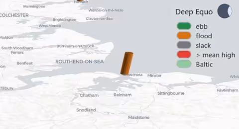 Coloured station columns on the sea-level map